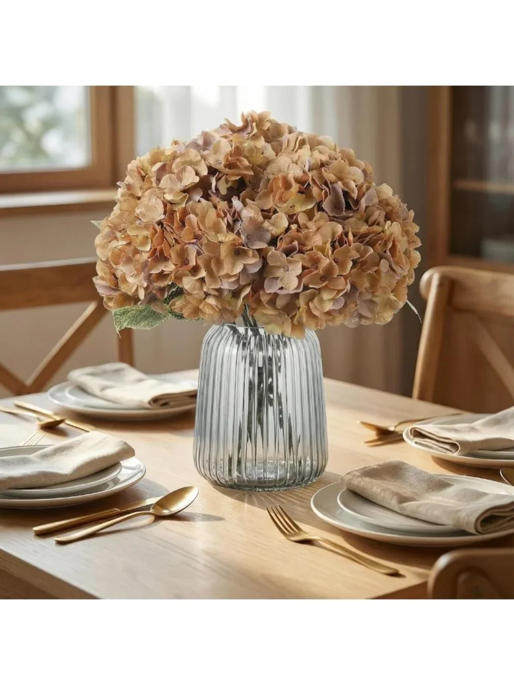 Silk Hydrangea Flower Arrangements - Artificial Bouquets for Home, Wedding